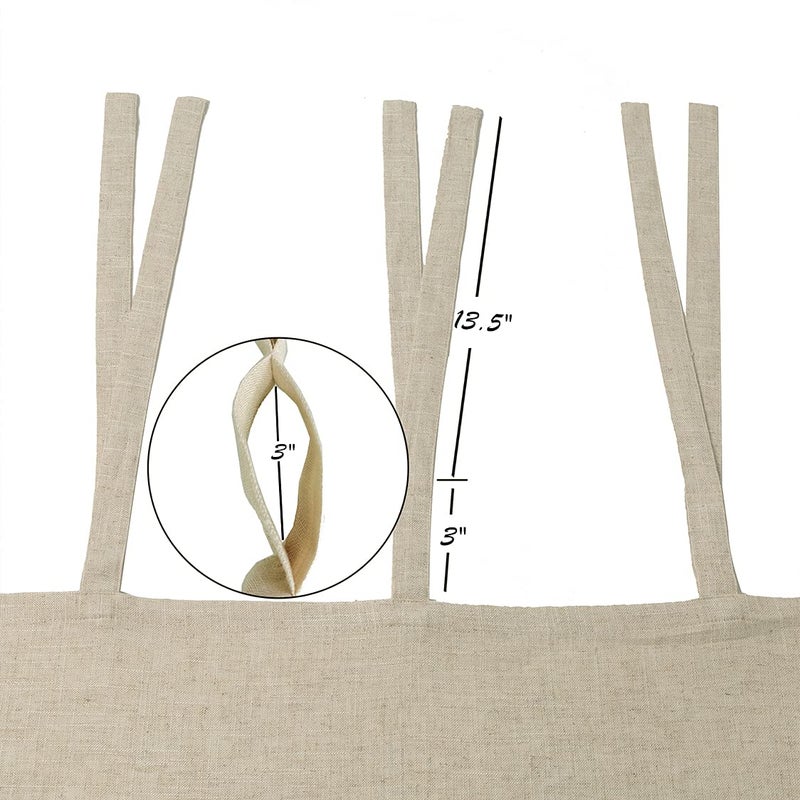 Central Park Linen Tie Top Curtain Semi Sheer Window Treatment Linen Cotton Blend Decorative for Living Room Drape 63 Inch Length Treatment for Bedroom Farmhouse Rustic Curtain, Linen, 1 Panel - Image 2